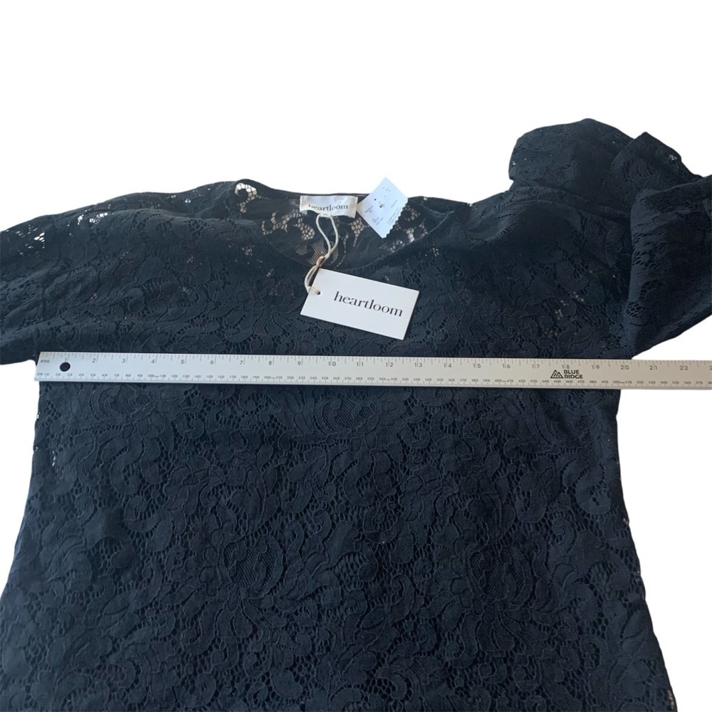 ๐ Heartloom Black Lace Top Tiered Ruffle 3/4 Sleeve Bubble Cuff Elegant Event S - Picture 11 of 14